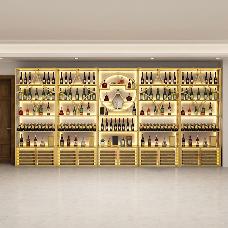 Glam Floor Wine Bottle Holder Metal Single Wine Rack in Gold/Black