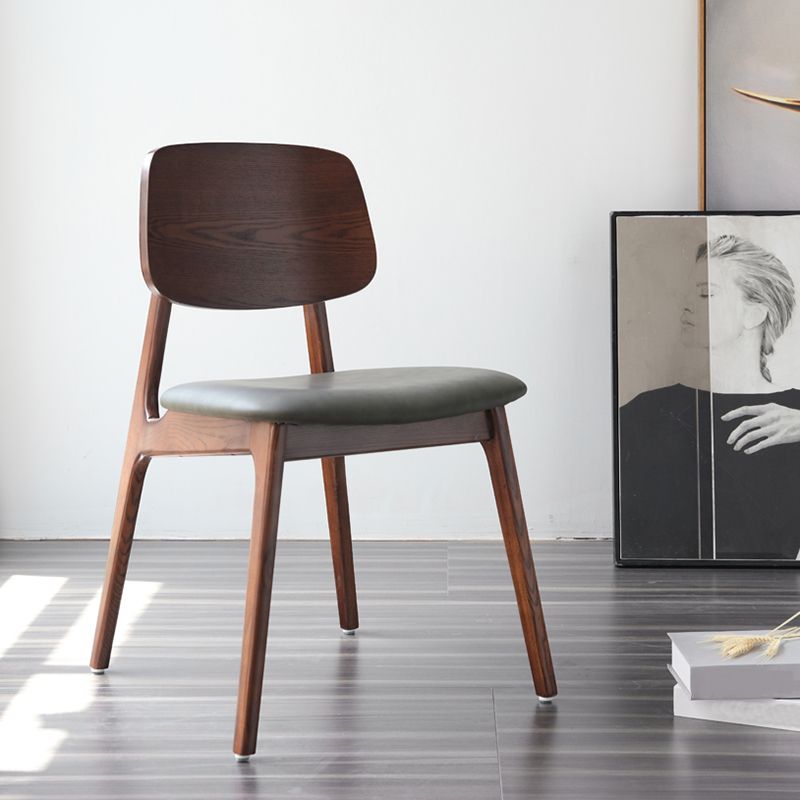 Silla de comedor moderna con respaldo abierto, silla lateral sin brazos de comedor de madera para el hogar