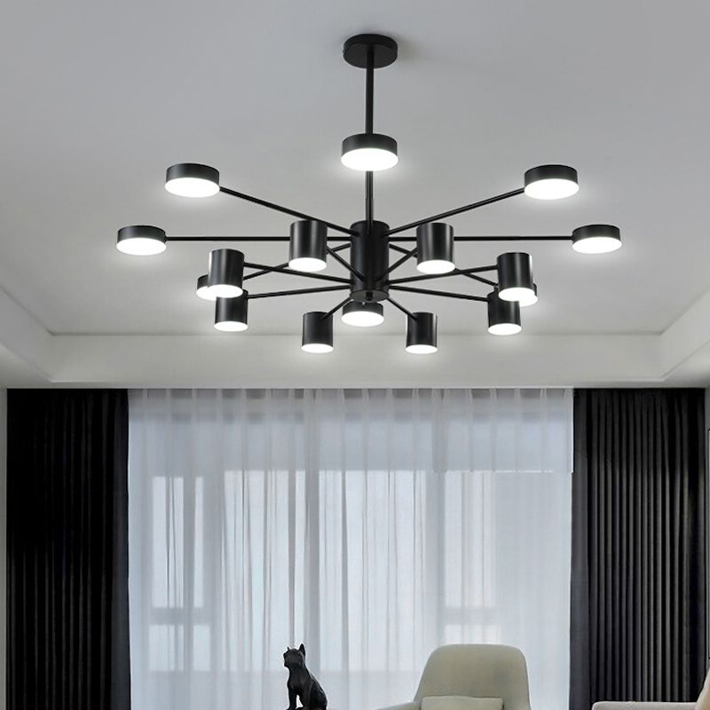 Nordic Metal Chandelier Black Multi Light Hanging Light for Bedroom