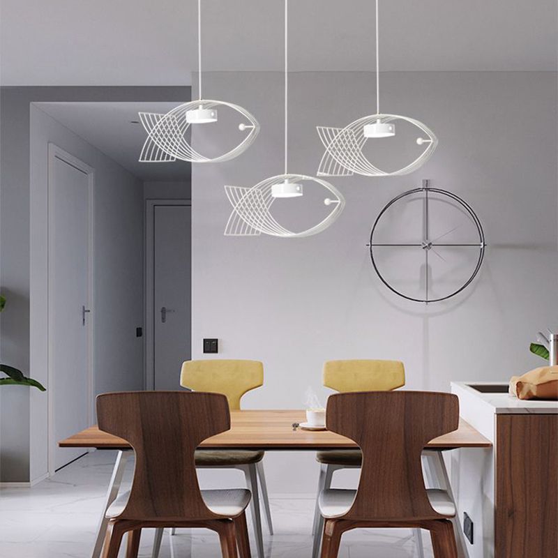 Forme de poisson en une lumière Lumière Light Atest de suspension LED moderne Éclairage d'éclairage pour la cuisine