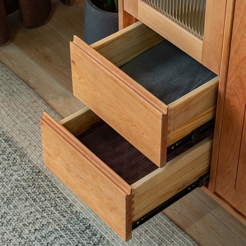 Wooden Kid's Wardrobe in Brown High Gloss Coat Locker with Garment Rod