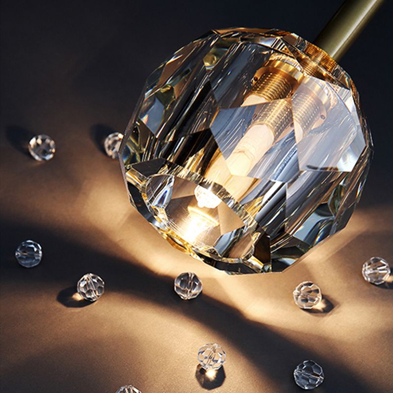 1/2 Bulbs Crystal Sconce Light in Gold Postmodern Wall Lighting Fixtures for Bedroom