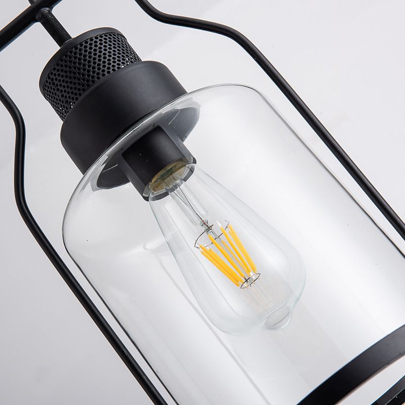 Nero 1 Light Light Light Light Industrial Cilindri Glassero Appednare lampada con giuntura in metallo