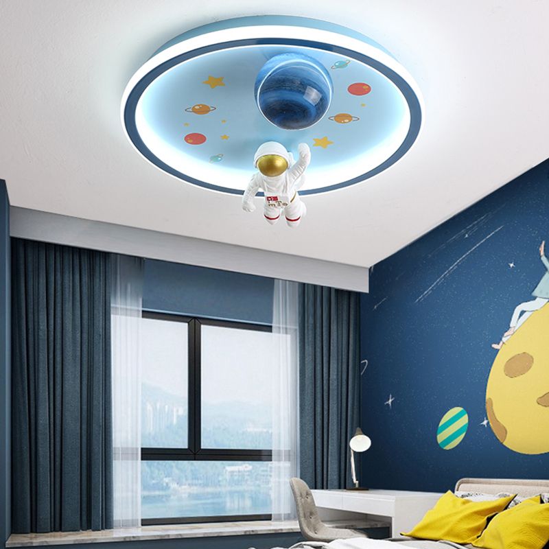 Plafonnier LED en acrylique bleu à 1 lumière, plafonnier arrondi créatif pour chambre d'enfant