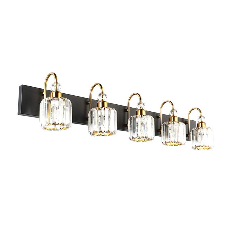 Nordic Style Vanity Light Cylinder Shape Vanity Lamp with Crystal Shade for Shower Room