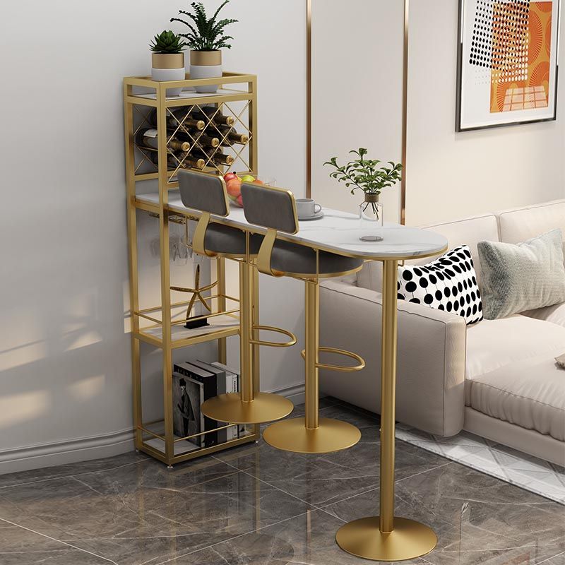 Modern Stone Bar Wine Table Wine Rack Bar Height Double Pedestal Cocktail Table