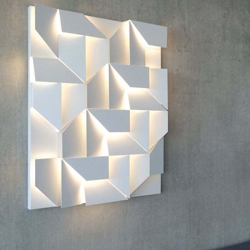 Luce da parete geometrica bianca Sconcetti di luce moderna in metallo funzione con palette di funce in metallo