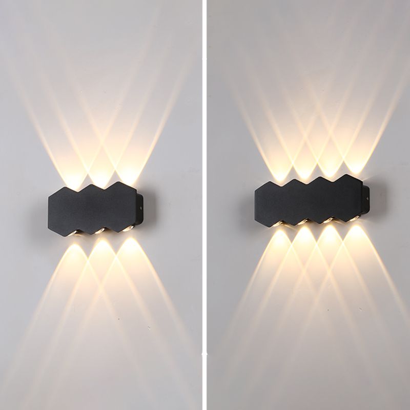Black Outdoor LED Wall Sconce in Modern Creative Style Aluminium Geometric Waterproof Spotlight