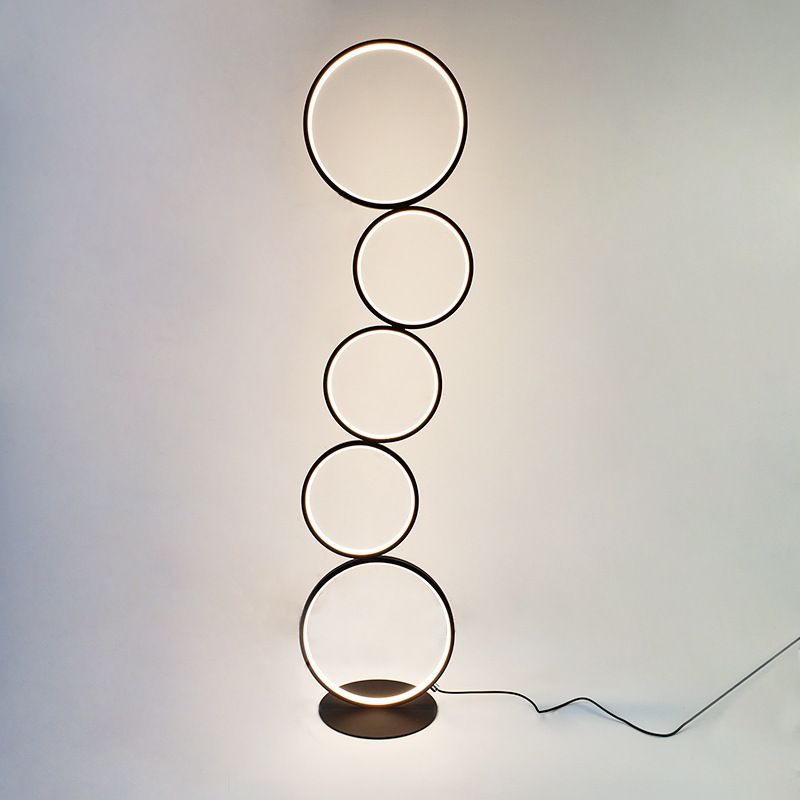 5 Light Circles Floor Lamp Contemporary Metal Standard Lamps for Living Room