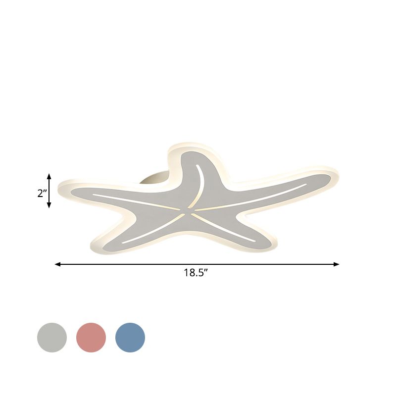 Modernist Ster Gevormde Flush Light Acryl Kleuterschool LED Plafond Flush Mount in Blauw/Roze/Wit