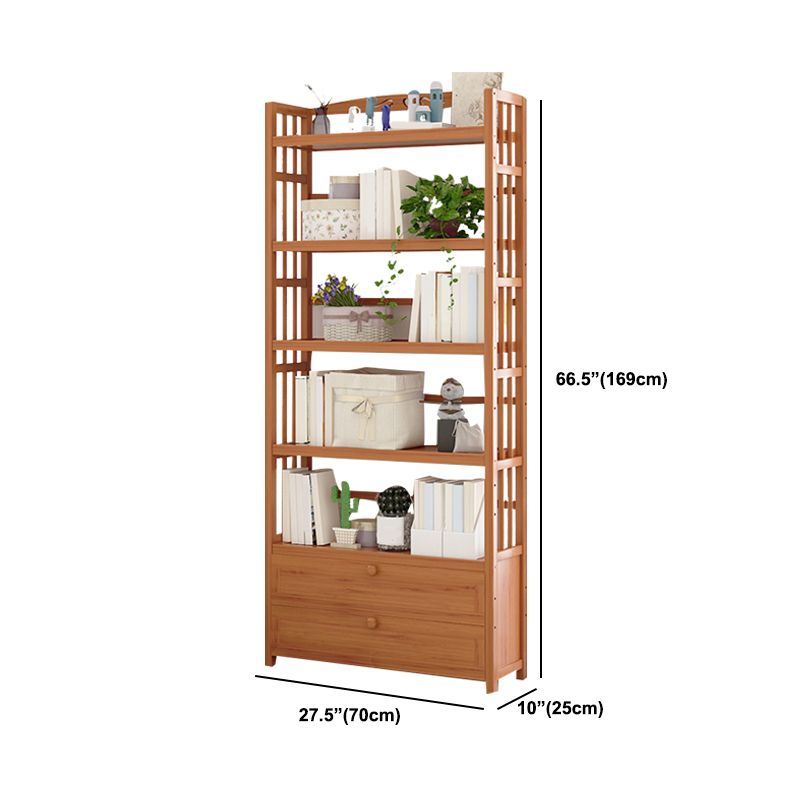 Standard Bamboo Bookshelf Contemporary Brown Open Shelf Bookcase
