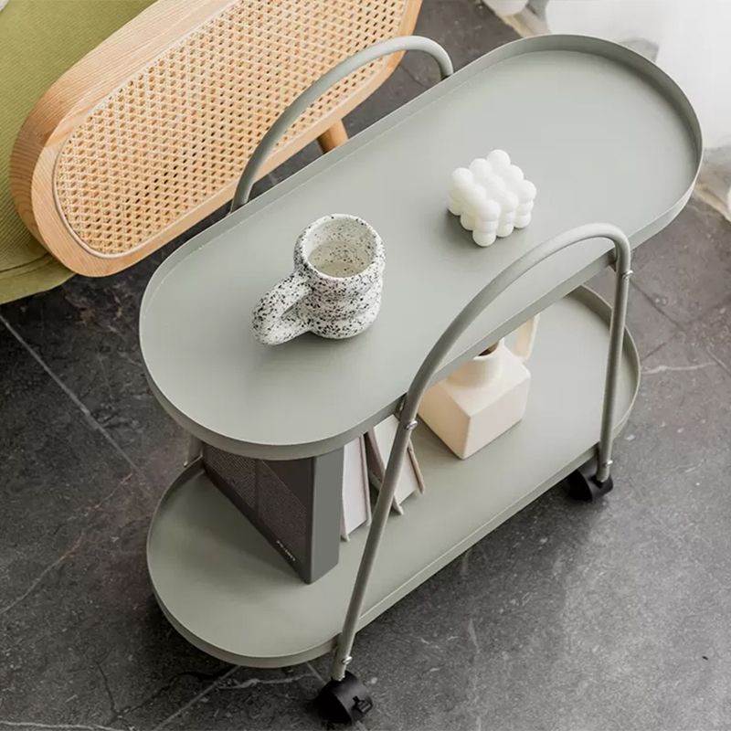 Mid-Century Side Table with Metal Shelves Geometric Tray Top Corner Table