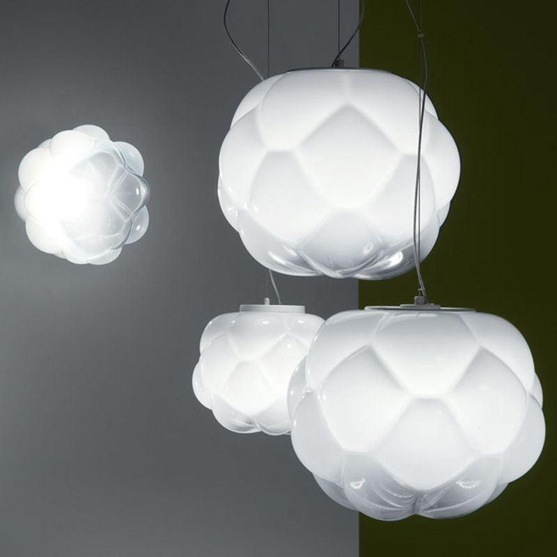 1-Light Modern Unique Geometric Light, Pendant Lighting with Cloud-Shaped Glass Shade