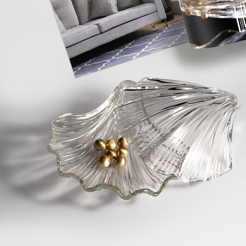 Contemporary Shell-Shaped Flush Light Fixture Glass Flush Mount Ceiling Light in Gold
