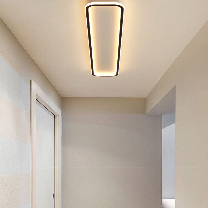 Living Room LED Flush Mount Lighting Modern Black Flush Ceiling Light Fixture with Rectangle Metal Shade