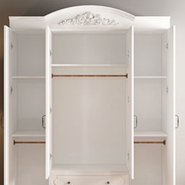 Engineered Wood Wardrobe Closet with Garment Rod White Wardrobe Cabinet