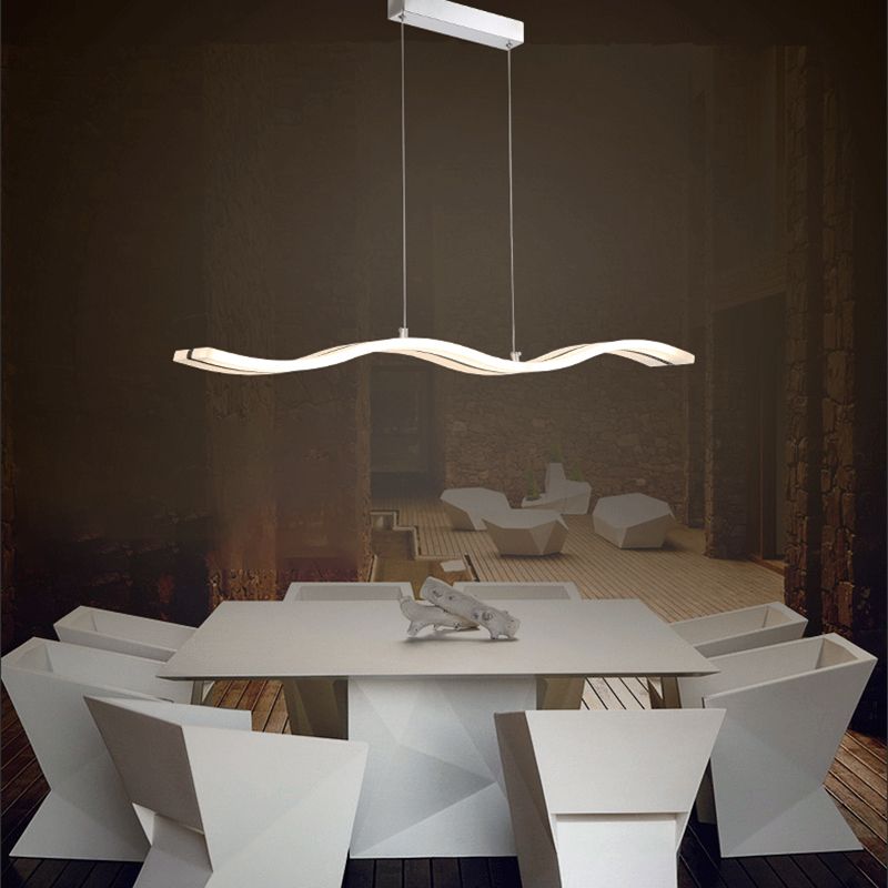 Acryl weiße LED-Insellicht im modernen präzisen Stil Edelstahl-Anhänger Licht für Esszimmer