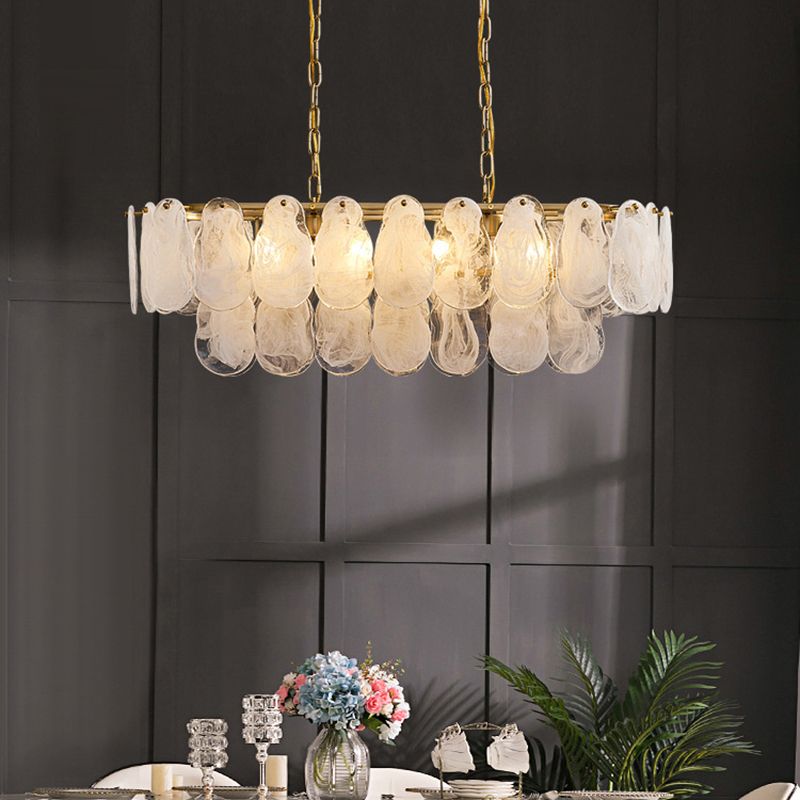 8 Light Gem Island Lighting Modern Lighting Chandelier Glass And Metal Island Lamps in Gold