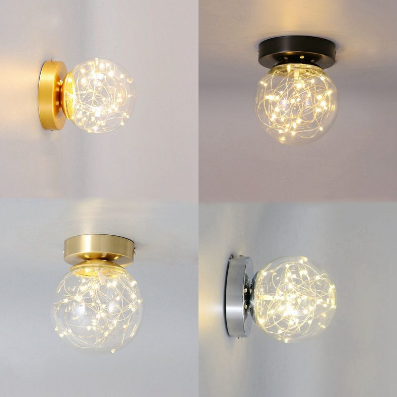 Plafonnier LED en forme de boule étoilée, luminaire décoratif de plafond, pour allée en verre transparent, simplicité