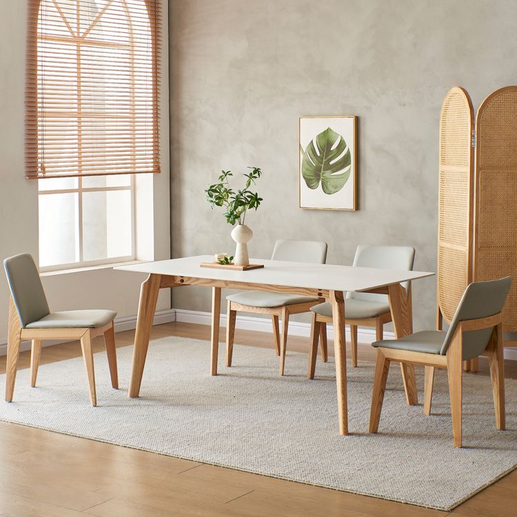 Modern Sintered Stone Top Dining Set Rectangle 1/4/5 Pieces Wooden Dining Room Table Set