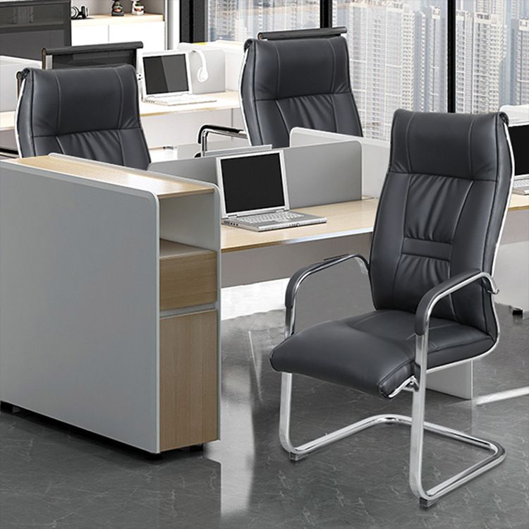 Modern Fixed Arms Office Chair Leather Ergonomic Gaming Chair