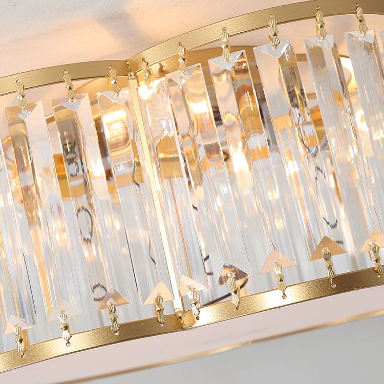 Crystal Flower Flush Mount Lighting Simplistic Bedroom Flush Ceiling Light Fixture in Gold
