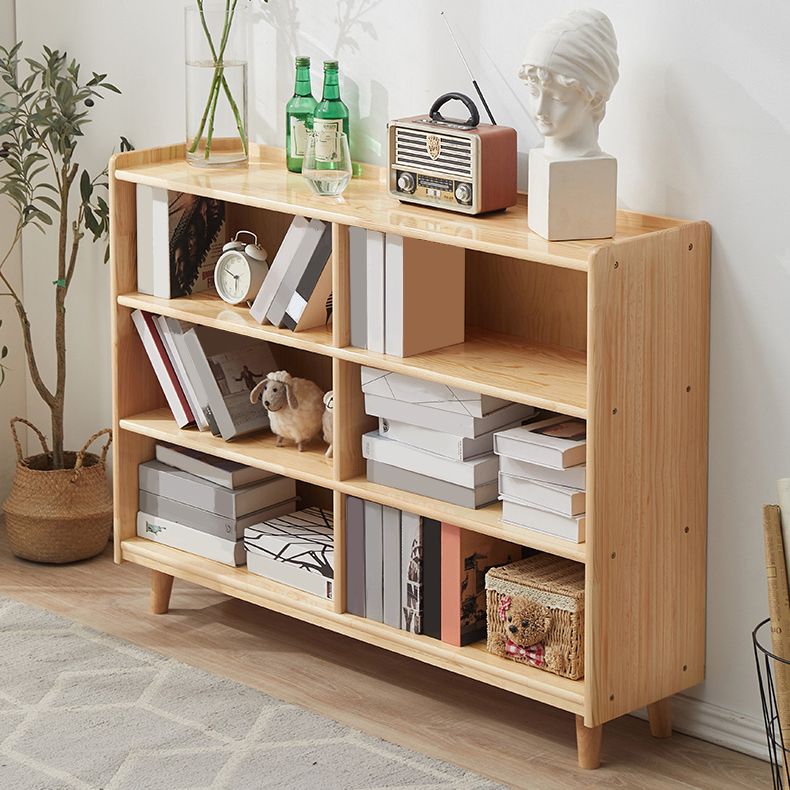 Contemporary Pine Solid Wood Bookcase Closed Back Bookshelf for Home