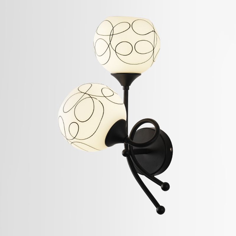 Glass Globe Sconce Light Fixture Modern 2-Light Wall Light for Bedroom