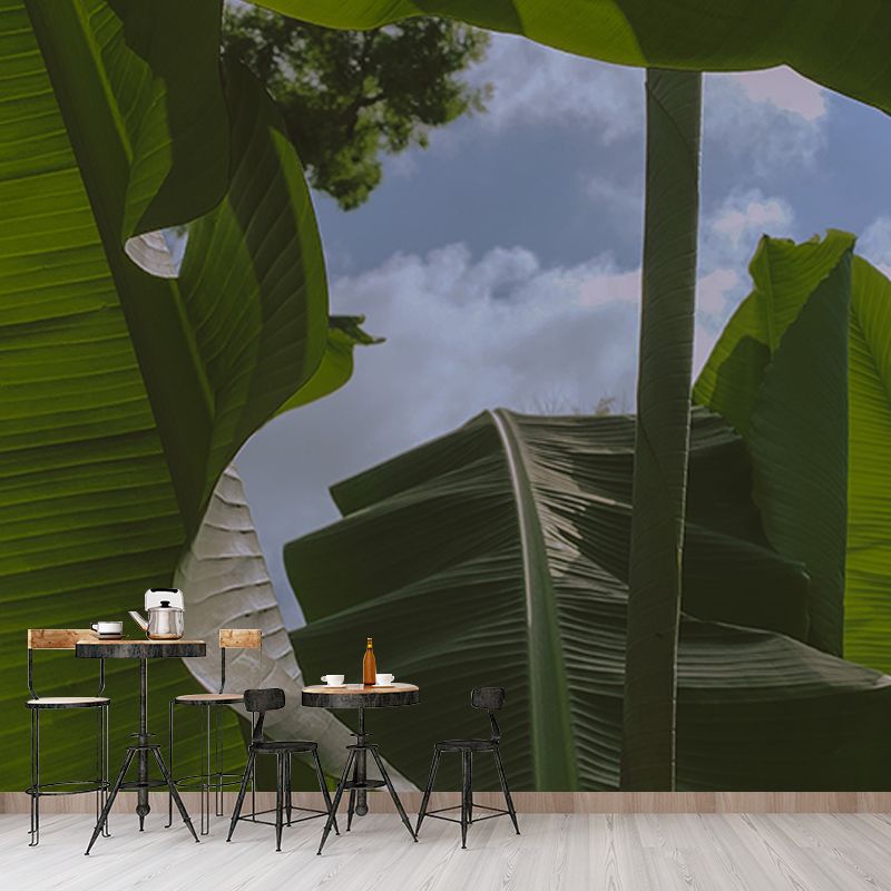 Tropical Plants Mural Wallpaper for Reading Room Modern Wall Covering for Home