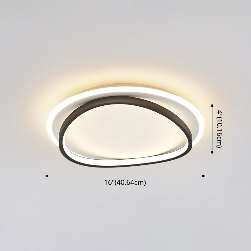 Modern Minimalist Double Round Flush Mount Light Metal LED Bedroom Flush Ceiling Light