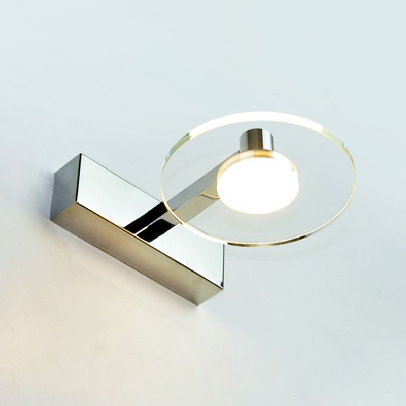 Modern Style Round LED Wall Lamp Crystal 1 Light Mirror Wall Lighting Ideas