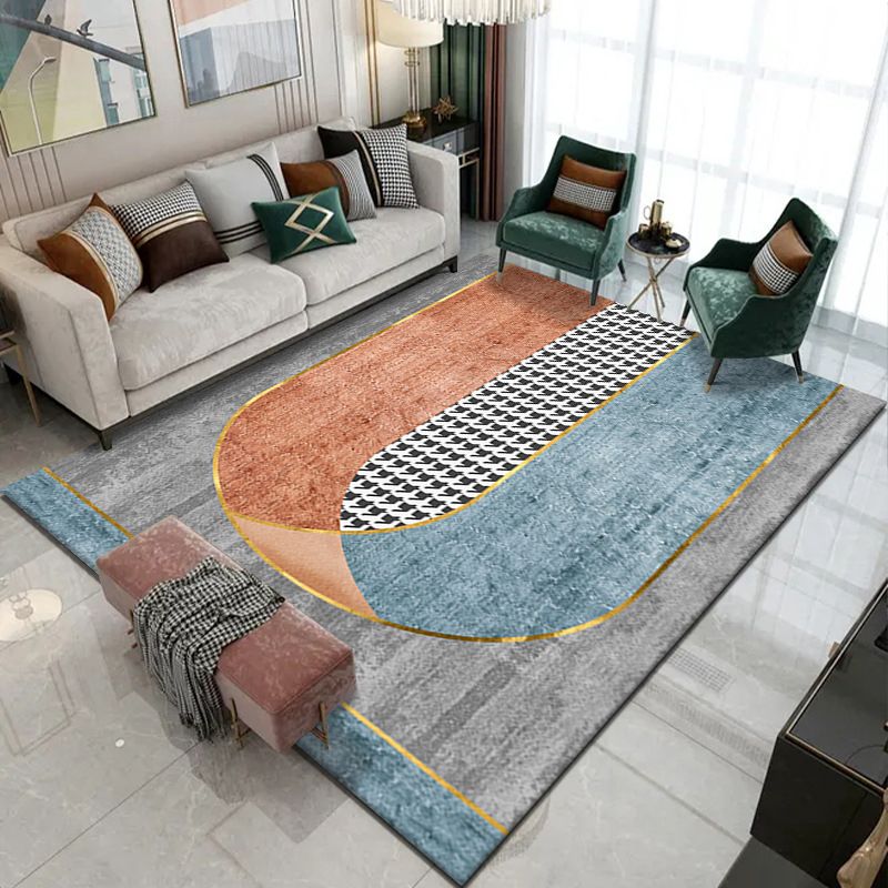 Gorgeous Modern Rug Gold Feather Rug Non-Slip Backing Rug for Home Decor