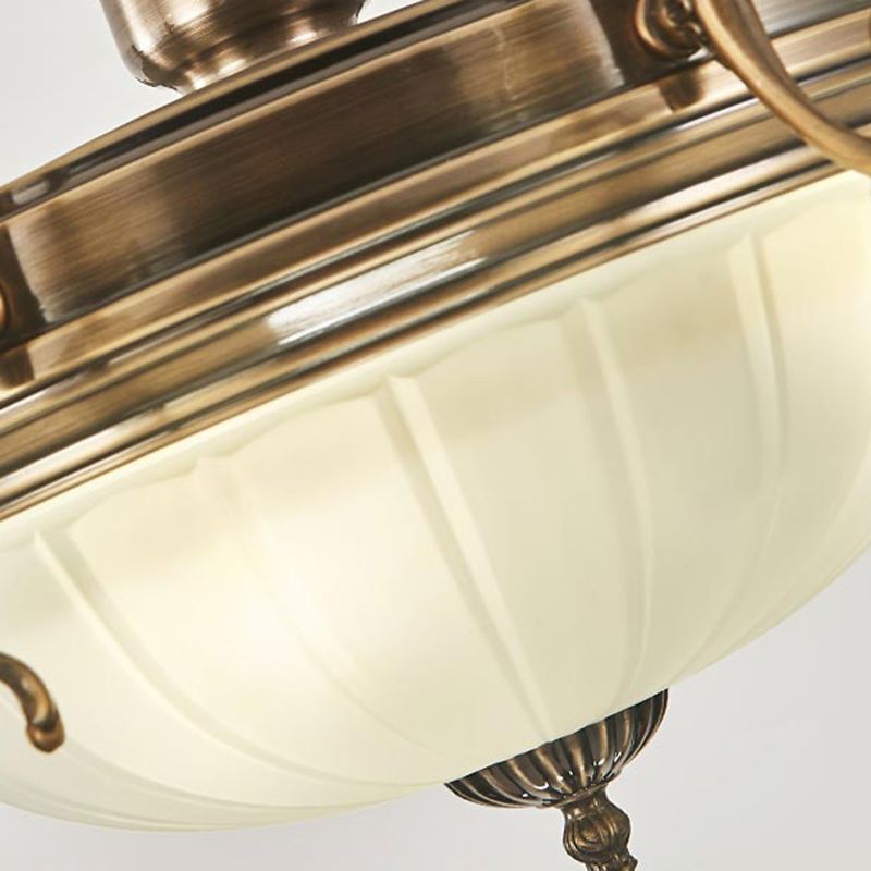 American Style Ceiling Light Flower Shape Ceiling Lamp with Glass Shade for Bedroom