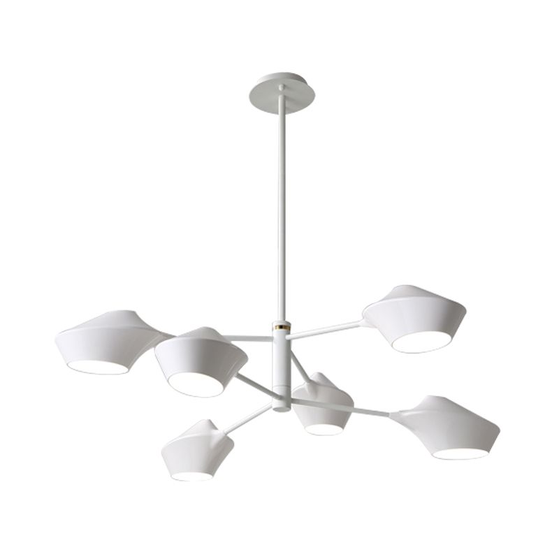 Lampadario a 2 livelli a 2 livelli di metallo moderno in metallo 6 lampadine soggiorno ciondolo in nero in oro nero/bianco