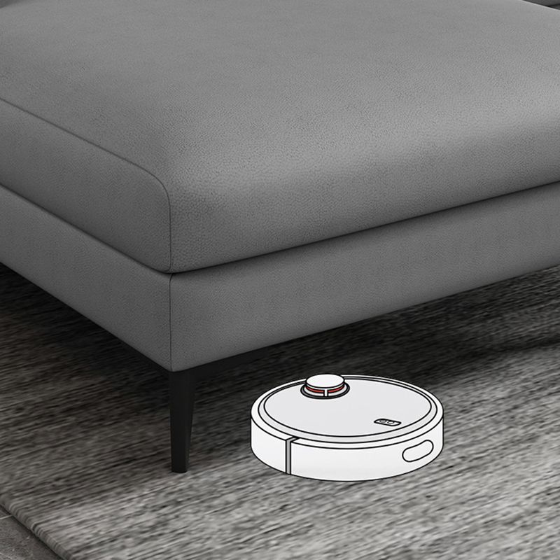 Grey Square Arm Sectional Pillow Back Modern 4-seat Sectional