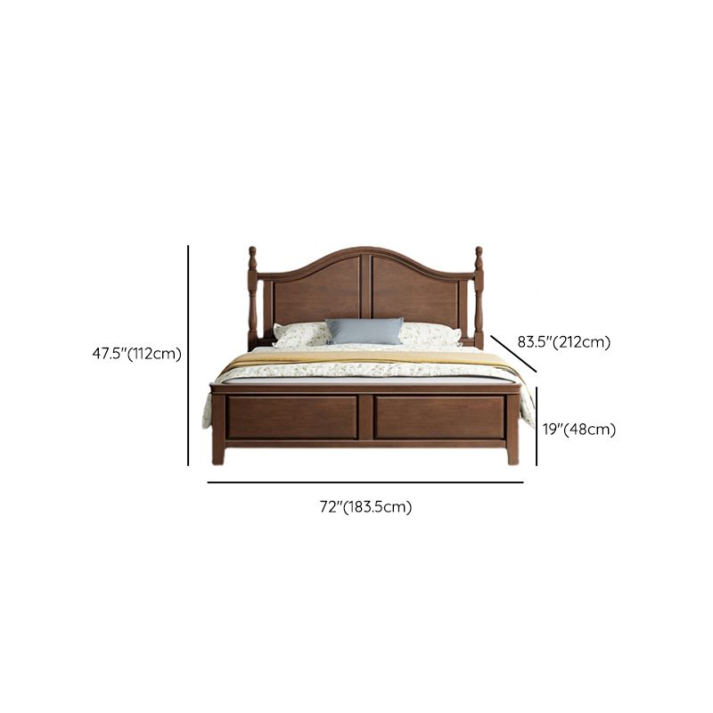 84.65 inch Wide Rustic Bed Frame Rubberwood Bed with Headboard