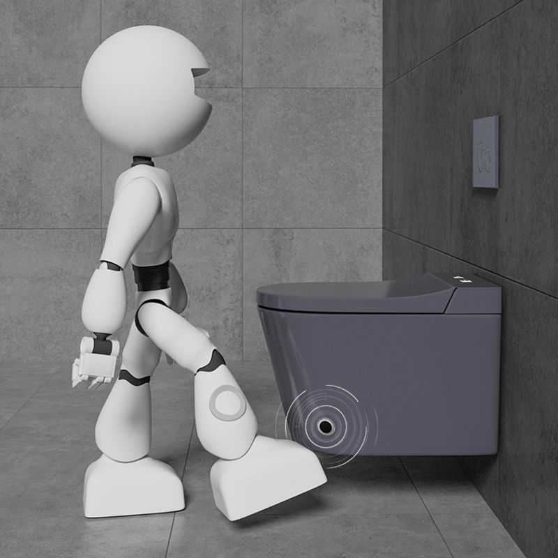 Modern Grey Siphon Jet Flush Toilet One-Piece Wall Mount Toilet for Bathroom