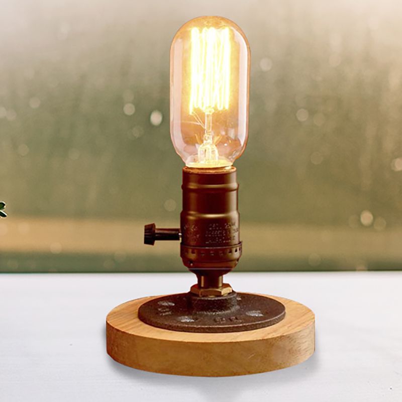 Messing Finish Mini Tischlampe mit Holzbasis Bauernhaus Metal 1 Light Restaurant Tischbeleuchtung