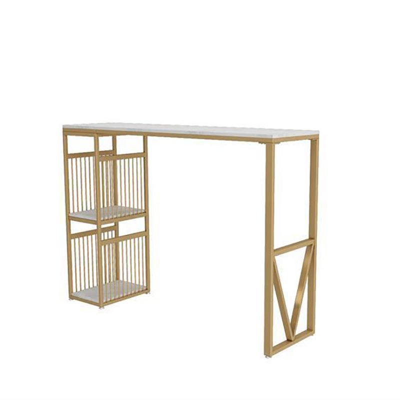 Metal Base Bar Table Rectangular Faux Marble Top Bistro Pub Table