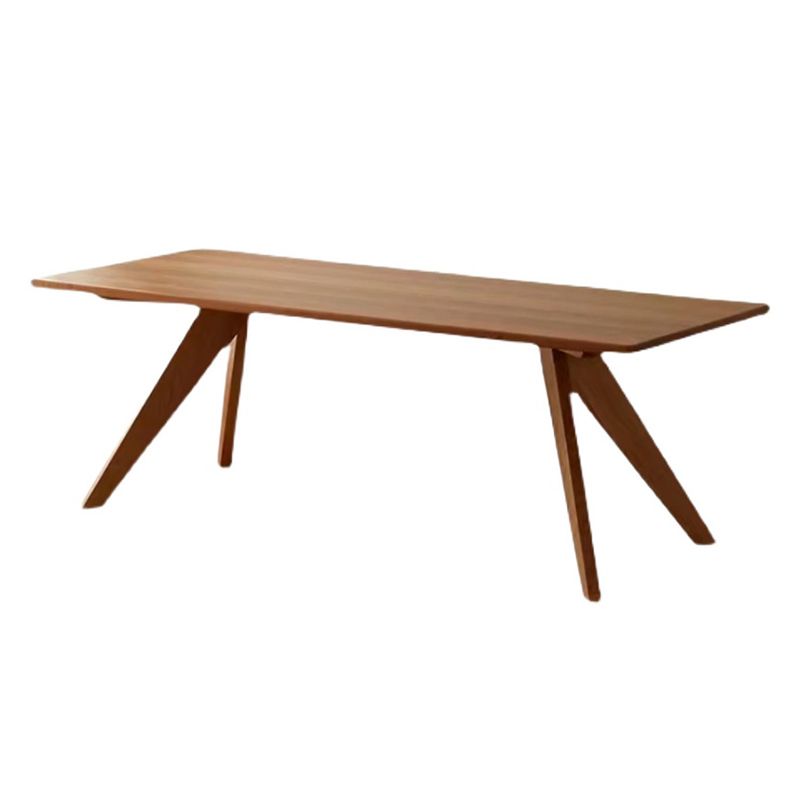 Rectangle Solid Wood Fixed Table Mid-Century Solid Wood Dining Room Table