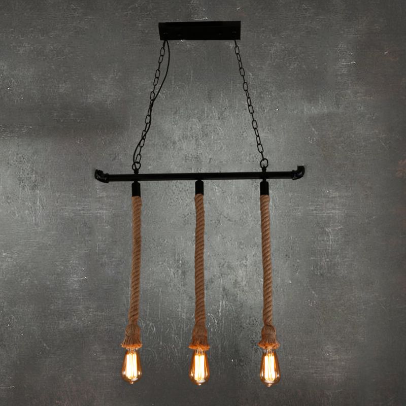 Industrial Style Linear Shape Island Light Metal Chandelier Lamp for Dining Room