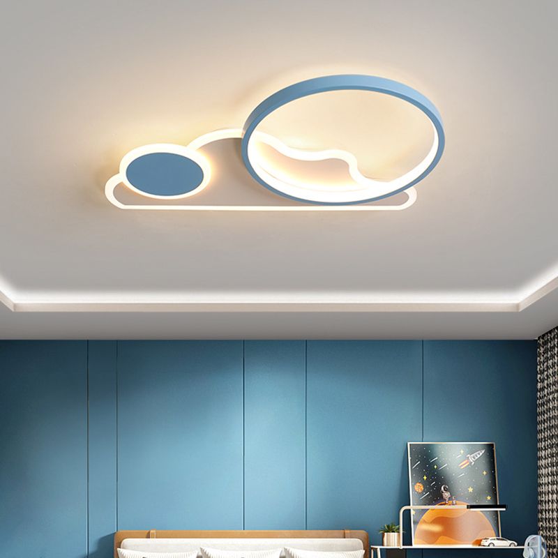 Cloud and Circle Bedroom Flush Ceiling Light Fixture Acrylic LED Simplicity Ceiling Mounted Fixture