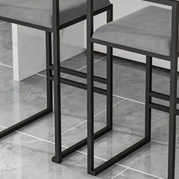 Modern Backrest Counter Stool Iron Kitchen Bar Stool with Velvet Cushion and Pedal
