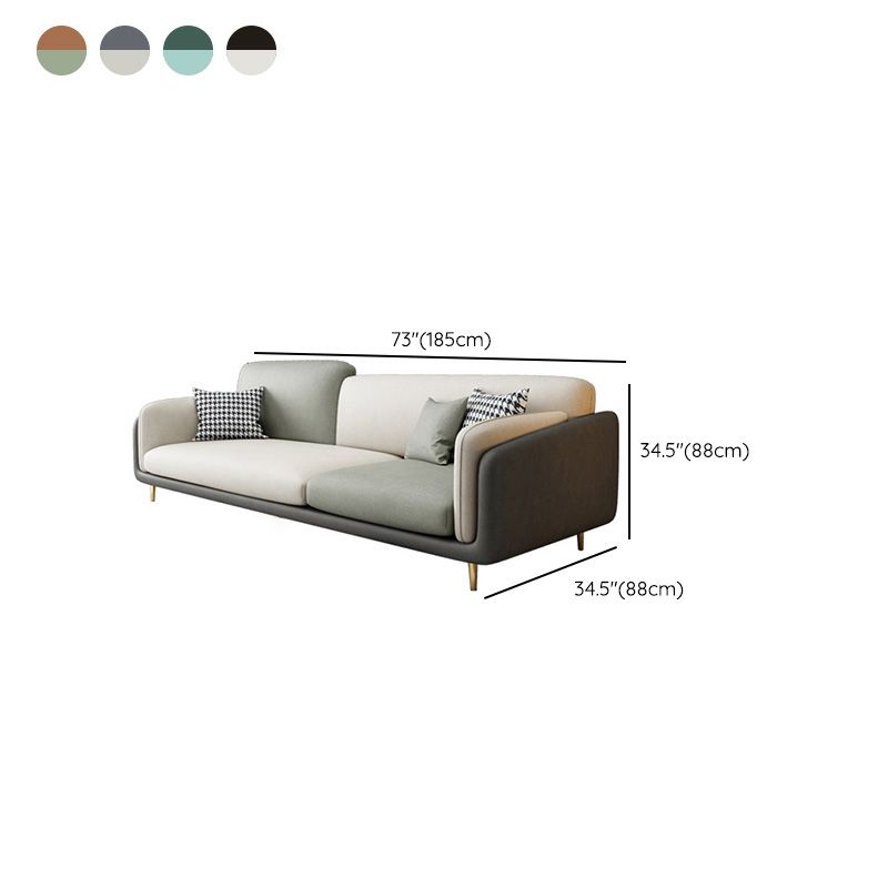 Faux Leather Seating Pillow Top Arm Sofa with Pillows for Living Room