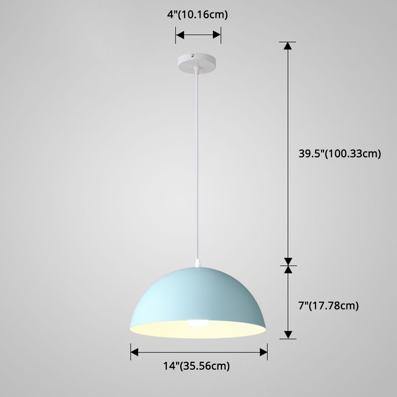 8 Color Optional Half Globe Pendant Lamp Macaron Simple Colorful Metal Hanging Light for Kitchen Dining Room