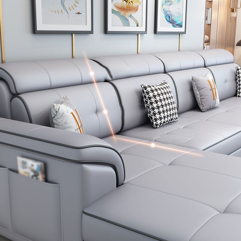 Faux Leather/Cotton Blend L-Shape Right Hand Facing Sectional Sofa Set