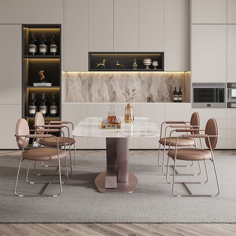 Nordic Glam Style 1/4/5/7 Pieces Dining Sintered Stone Dining Table Set with Metal Legs