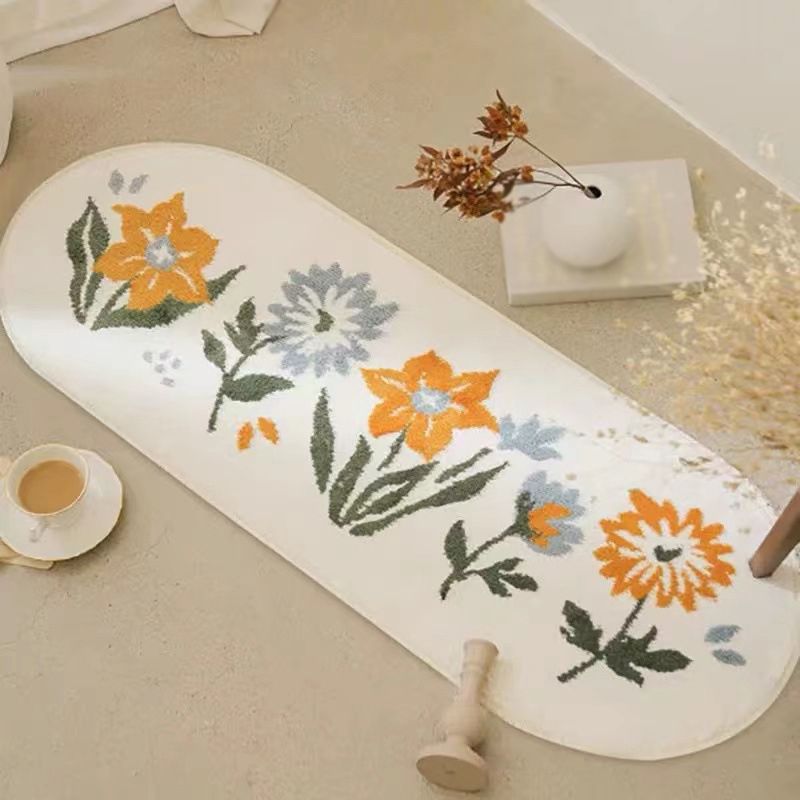 Alfombra de decoración de plantas de flores alfombra interior polyster anti-deslizamiento de respaldo de área lavable alfombra