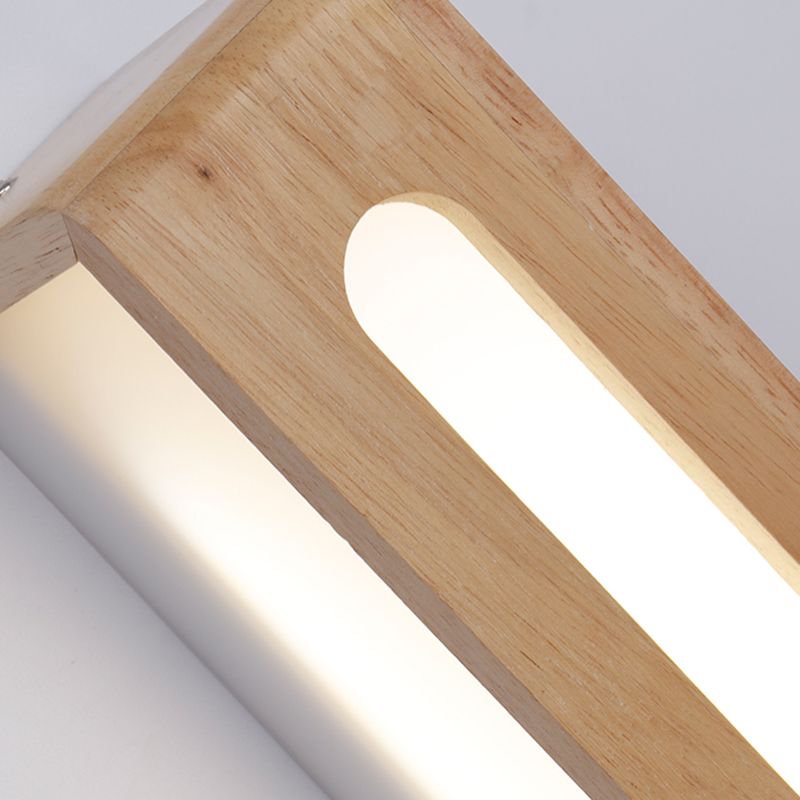 1 Light Rectangle Wall Mounted Lamps Modern Style Wood Wall Lights