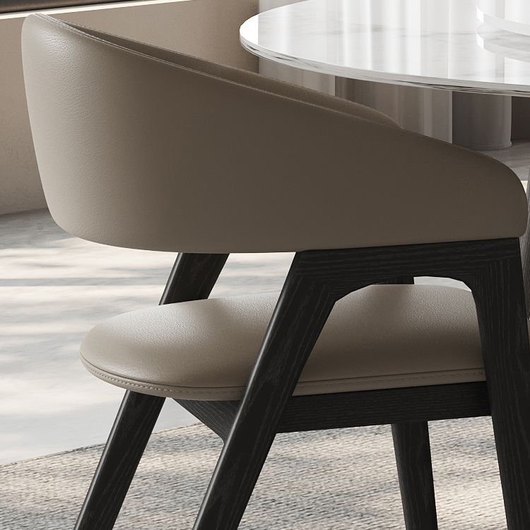 Open Back Arm Upholstered and Solid Wood Dining Accent Chair